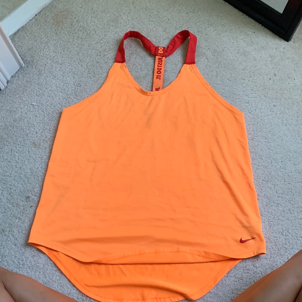 Nike neon orange drifit running top